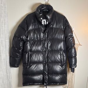 EUC Aritzia TNA Black Hi-Gloss Puffer Long Jacket M $325
